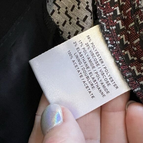 Judith & Charles Red Herringbone Skinny Dress Pants - Picture 6 of 6